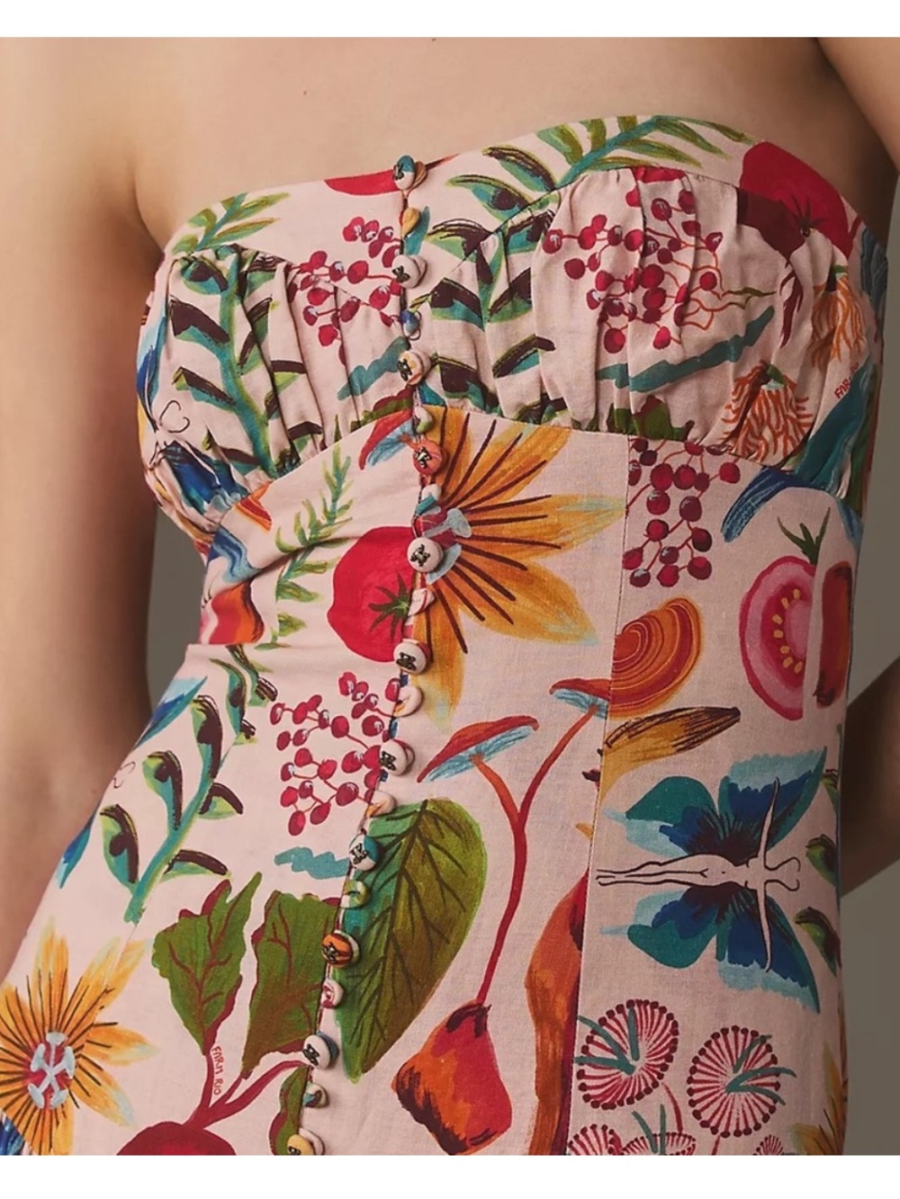 Farm Rio Strapless Maxi Dress small - Picture 7 of 11
